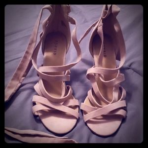 Never Worn Mauve Strappy Lace Up Heel